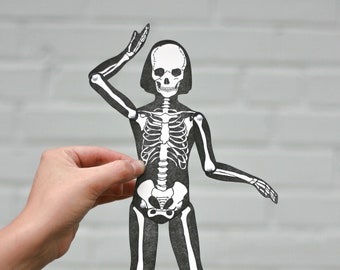 letterpress Skeleton articulated figure