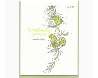 letterpress season's greetings larch card