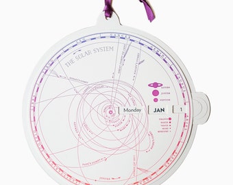 letterpress solar system perpetual calendar