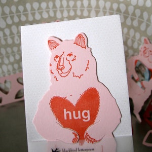 letterpress Valentine Bear Hug card image 4
