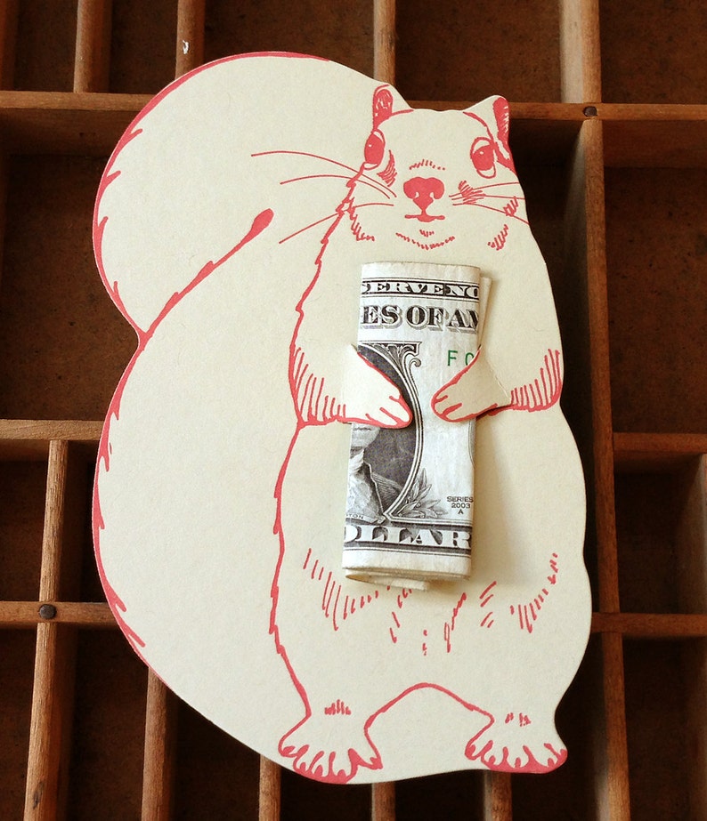 squirrel letterpress gift card image 2