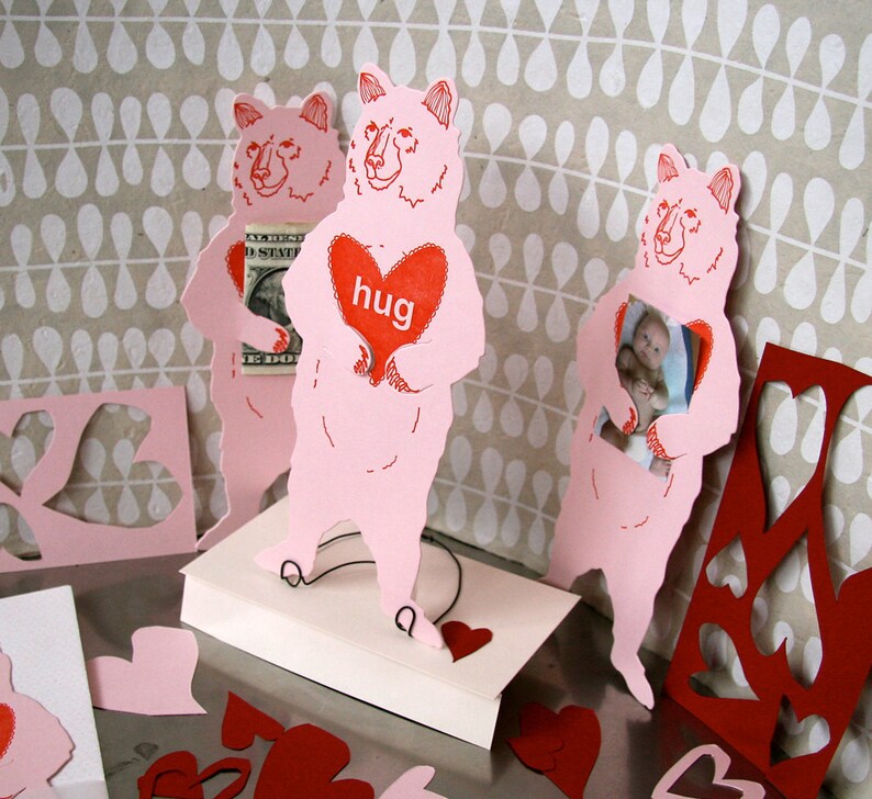 letterpress Valentine Bear Hug card image 5