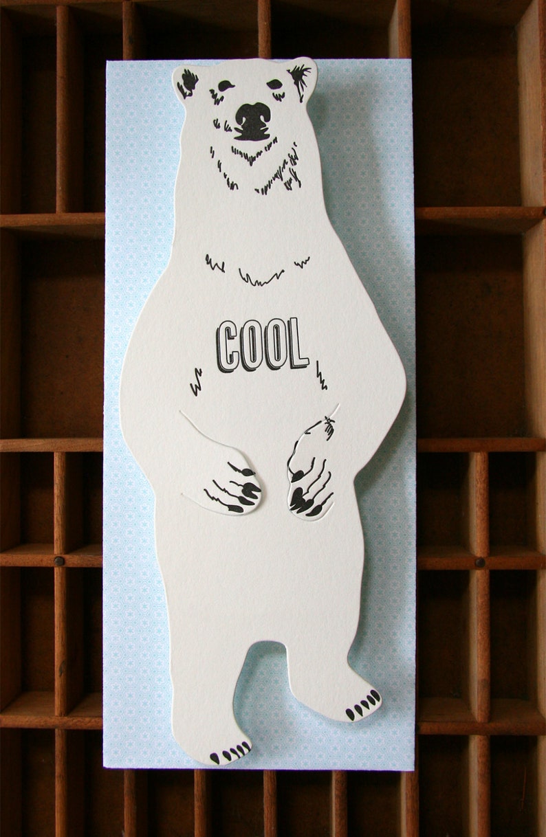 Polar bear letterpress gift card image 2