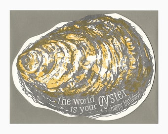 oyster birthday letterpress card