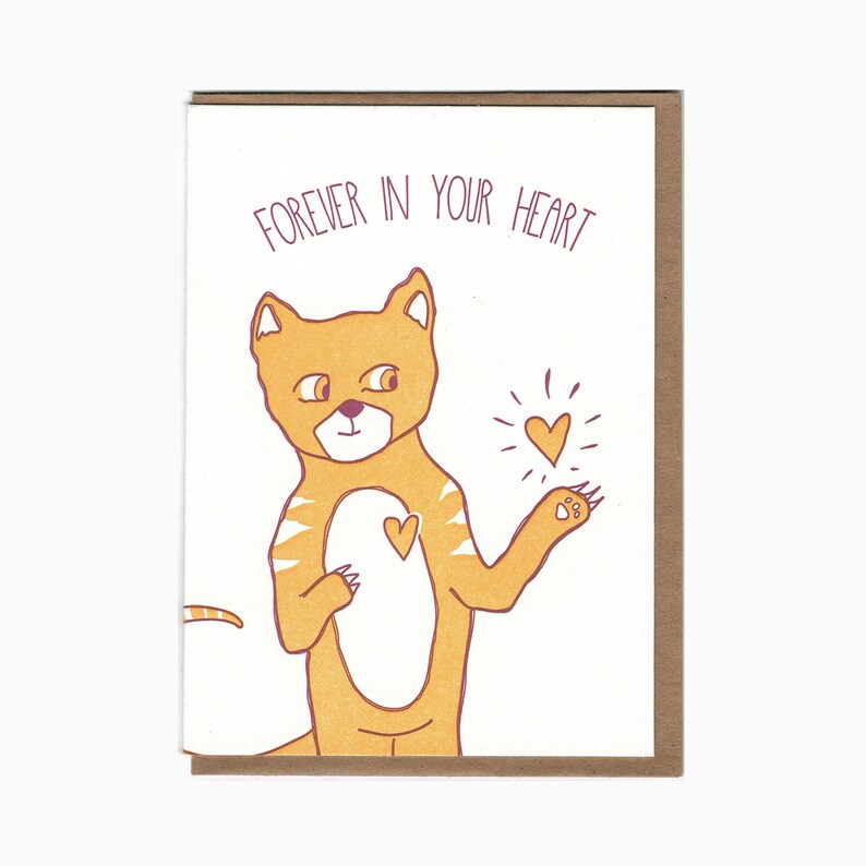 Letterpress Cat Sympathy Card Etsy