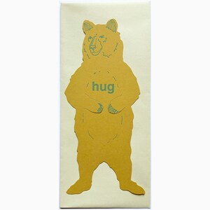 letterpress Bear Hug card diecut Grizzly image 2