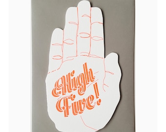 High five letterpress NEON card