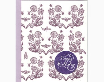 birthday botanical pattern card
