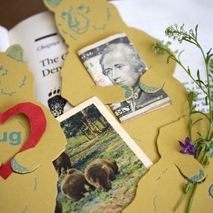 letterpress Bear Hug card diecut Grizzly image 5