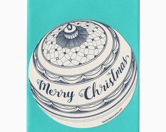 letterpress christmas ornament circle card