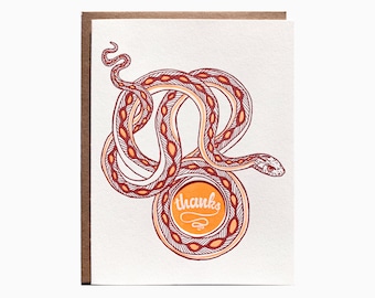 Thanks Snake letterpress card