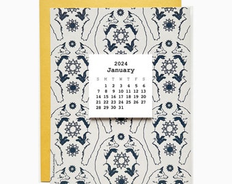 fox pattern mini calendar