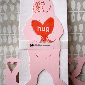 letterpress Valentine Bear Hug card image 3