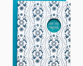 fox pattern love you forever card