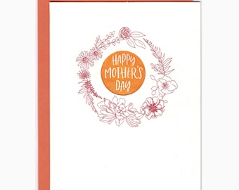 mother's day flower wreath card
