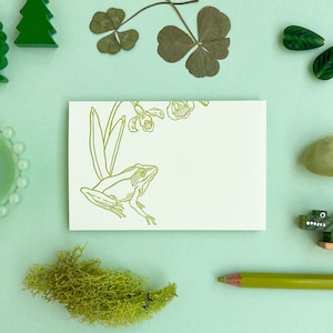 Mini carte pliable grenouille et fleurs