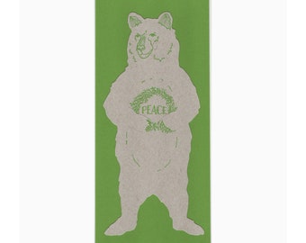 letterpress Peace Bear die-cut card