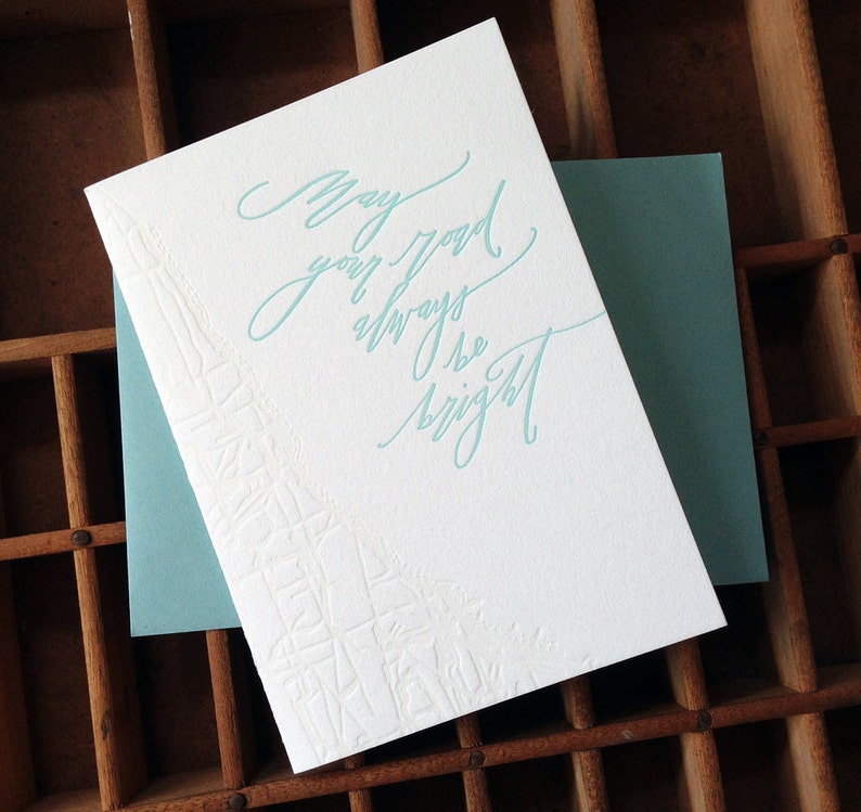 letterpress Betsy Dunlap calligraphy bright road map card image 3