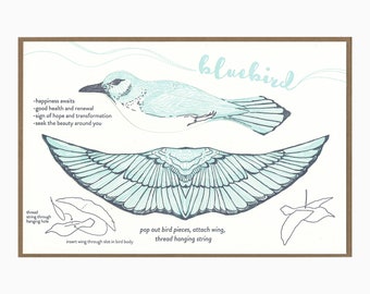 letterpress pop-out bluebird card