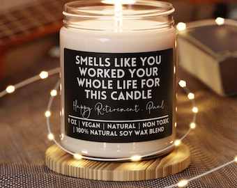 Custom Funny Retirement Candle,Gift for Retiree Friend Coworker Teacher Nurse Doctor Boss,Funny Retirement Gift Idea,Congratulations candle