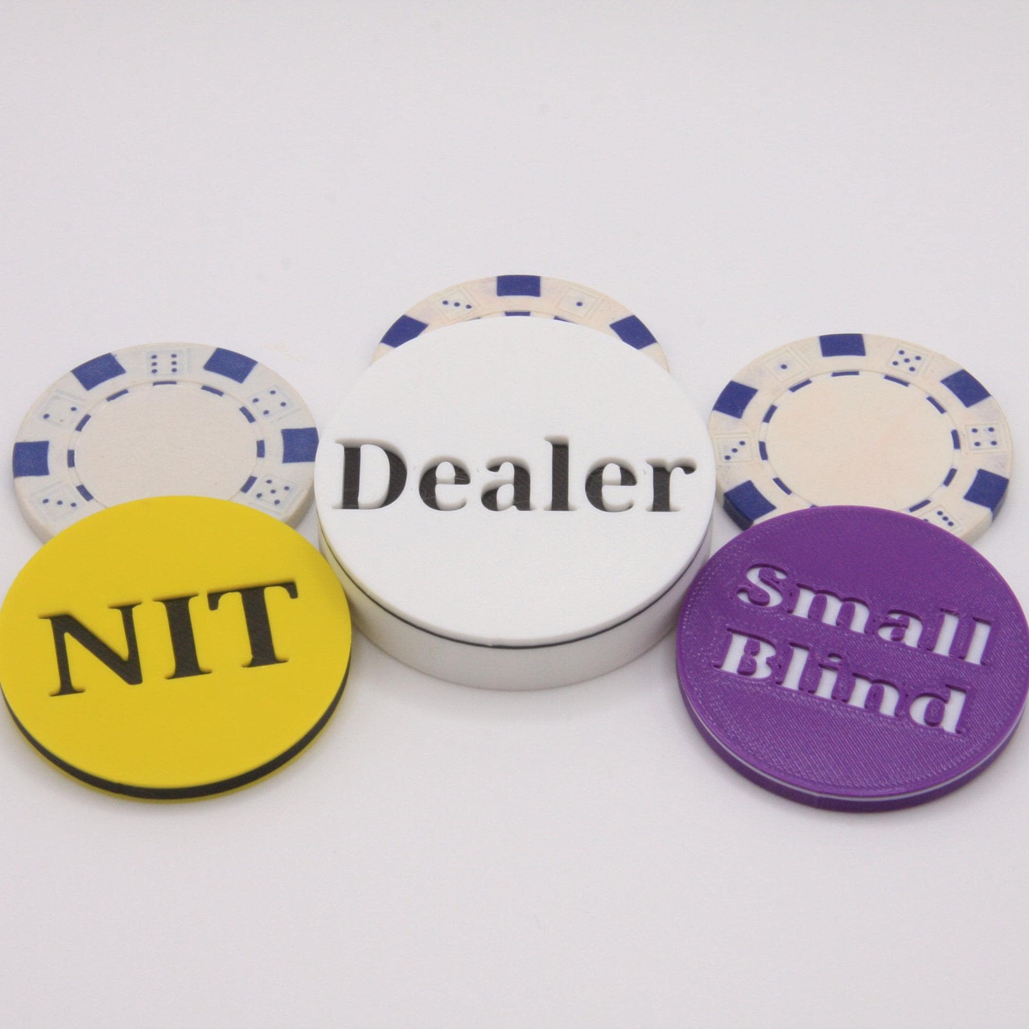 Brybelly 2-Inch White Dealer Poker Button – Engraved 'Dealer' On Both Sides – Casino Quality For Home Poker Games