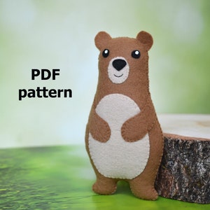 Bear Felt Pattern, Felt sewing pattern, sewing tutorial felt toy