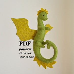 Dragon felt pattern, dragon  felt PDF, baby mobile Dragon PATTERN, sewing pattern dragon