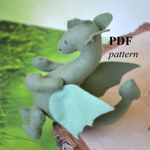 Dragon felt pattern, Dragon Christmas ornament, Dragon sewing tutorial, felt sewing pattern