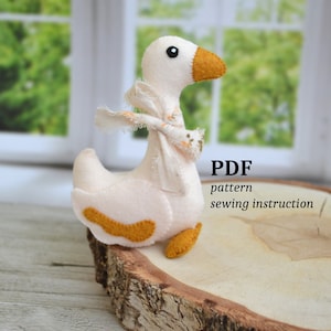 Goose felt pattern, Farm animals PDF Pattern, Pattern felt toys geese, DIY farm animals, PDF patterns pets, Step by step tutorials
