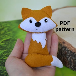 Fox felt pattern, fox pattern PDF, woodland toy sewing tutorial, forest animal pattern