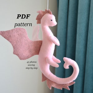 Dragon pattern felt, dragon felt PDF, baby mobile Dragon PATTERN, sewing pattern dragon