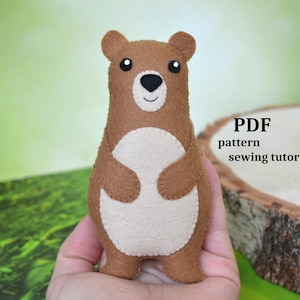 Bear sewing pattern, felt bear PDF Pattern tutorial