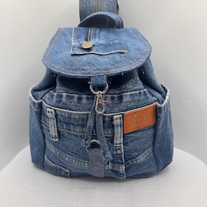 Recycled Denim Backpack: Convertible Crossbody Bag, Sustainable Accessory
