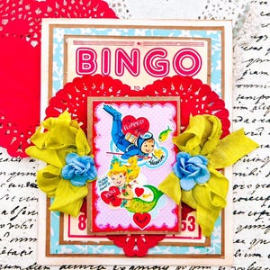 Feito à mão Vintage Retro - I've Flipped Over You - Kitsch estilo anos 50 Cartão de amor de dia dos namorados