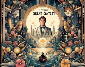 Great Gatsby Collage #3 - 8x8 Craft Sewing Cotton Fabric Block