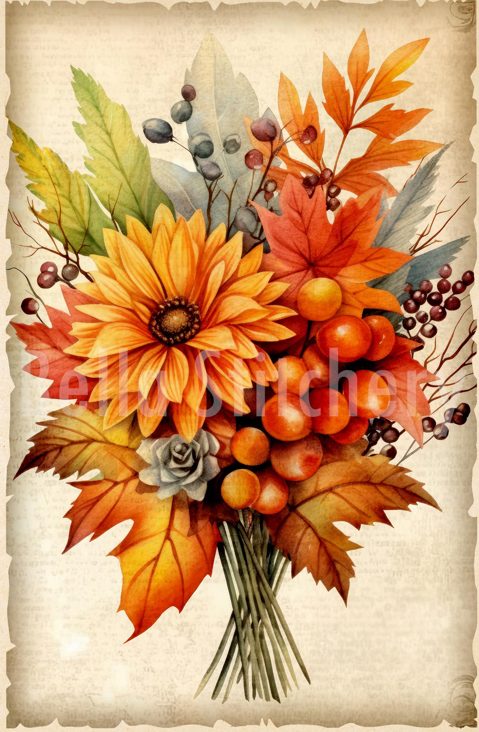 Handmade 7x10 Autumn Harvest Collage #11 Cotton Fabric Block Panel - Etsy