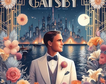 Great Gatsby Collage #7 - 8x8 Craft Sewing Cotton Fabric Block