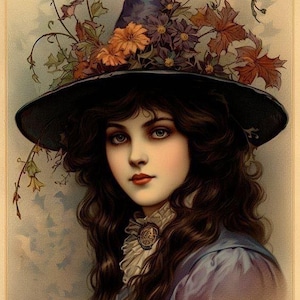 Handgemachte Retro Vintage Halloween Viktorian Hexe #2 - 200x300 Craft Quilt Baumwollstoff Block