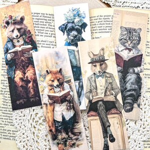 Ensemble de 5 signets vintage animal habillés n°2 fait main