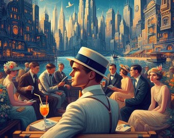 Great Gatsby Collage #5 - 8x8 Craft Sewing Cotton Fabric Block