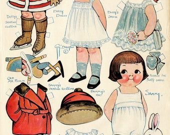 Fecha de juego - 1920's Style FABRIC Retro Vintage Paper Doll Handmade Die Cuts