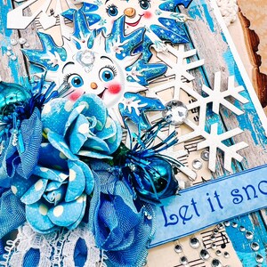 Cartão de Natal de inverno feito à mão LET IT SNOW Fancy Retro Vintage Floco de Neve