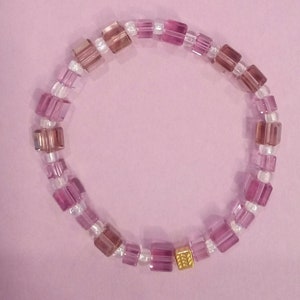 Lavender Cube Crystal Stretch bracelet.