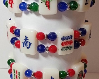 Mahjong tile multicolor bracelets