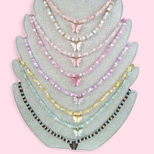 Girls Dainty Butterfly Seedbead Necklaces