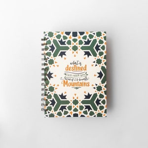 Islamic Destiny Journal What is Destined Will Reach You Green Geometric | A5 Spiral Notebook | Divine Plan Trust | Muslim Faith Gift