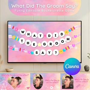 What did the groom say game groom trivia bridal shower game groom trivia game editable canva bachelorette game digital Mr and Mrs Game