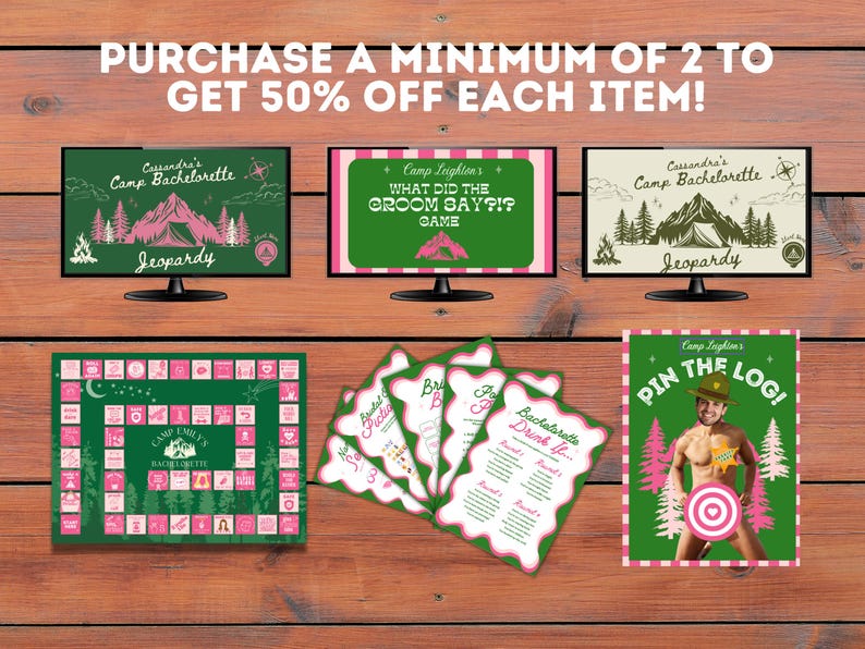Camp Bachelorette Board Game Pink and Green Bachelorette Camp Board ...