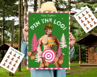 Camp Bachelorette Game Grooms Face Printable Personalized Pin the Log Bachelorette Game Last Trail Before the Veil Bachelorette Camp