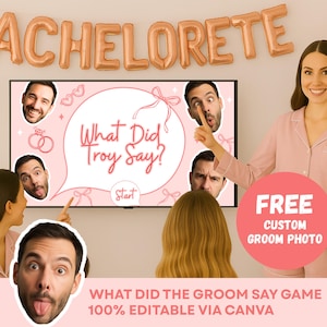 What Did The Groom Say Bachelorette Game, Girls Gone Mild Game, Ladies Night Game, Ask the Groom Slideshow, Editable Canva Template